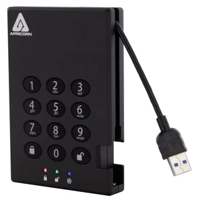 Image de Apricorn Aegis Cadenas Chiffré 2 to USB 3.0 Disque Dur avec accès Broches Noir