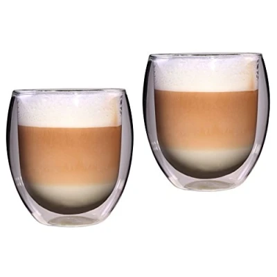 Image de Feelino Mug a Cafe, Tasse 2x Double Paroi, Tasses Cafe en Verre Original de 400ml, Paroi au Design Flottant, Mugs Transparent pour Café, Cappuccino, Macchiato, Latte, Thés