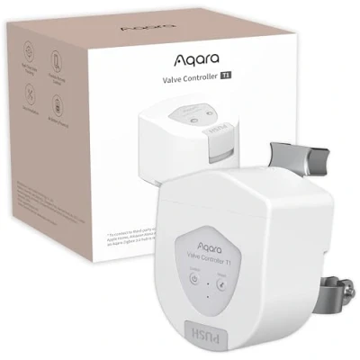 Image de Aqara Contrôleur de Valve T1, Hub Zigbee 3.0 Requis, Matter over Bridge, Combiné aux Détecteurs Fuite d&#039;Eau, Arrêt par Télécommande App, Compatible avec HomeKit, Alexa, Google Home