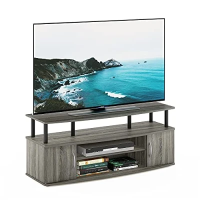 Image de Furinno Jaya Gret Centre de Divertissement Pouvant Contenir Jusqu&#039;à 50 Pouces TV, Chêne Français Gris/Noir, One Size