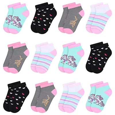 Image de L&amp;K II 12 Chaussettes enfants filles avec de jolis motifs Sneaker en coton multicolore 2850 31 34