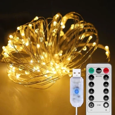 Image de ILantule Guirlande Lumineuse 10M,100 LED USB Noël Fairy Lights IP65 Etanche Lumière 8 Modes Décoration Intérieur/Extérieur/Noël Avec Télécommande