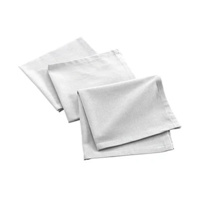 Image de douceur d&#039;intérieur, 3 Serviettes de Table (40 x 40 Cm) Mistral Blanc, Coton Recyclé