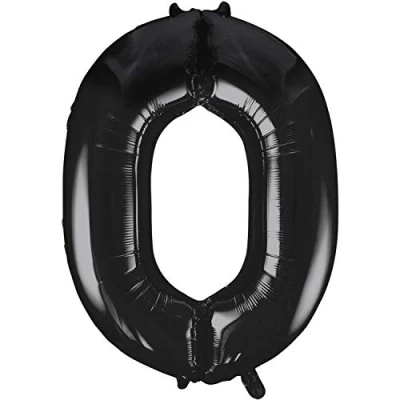 Image de Unique Party 55860 Ballon Géant Numéro 0, 86 cm, Noir