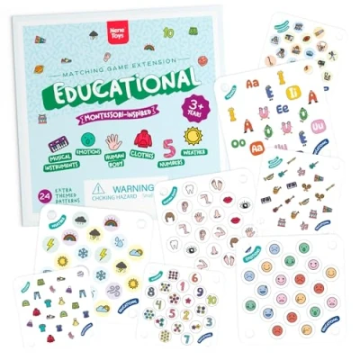 Image de Nene Toys 24 Patrons à Thème Supplémentaires pour Jeu de Mémoire Jardin des Coccinelles Nouvelles Cartes Mémoires avec Nombres, Lettres, Animaux, Parties du Corps Différents Niveaux Difficulté