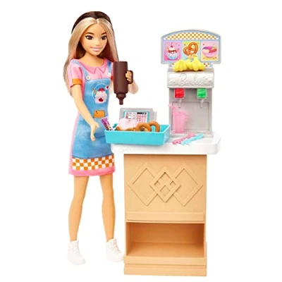 Image de Barbie Coffret Skipper Premiers Jobs avec poupée Mannequin, Snack Bar comptoir, Coupe glacée Changement de Couleur et 8 Accessoires, Jouet Enfant, Dès 3 Ans, HKD79