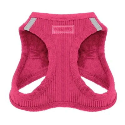 Image de Best Pet Supplies Voyager Step in Harnais en Peluche Douce pour Chiens de Petite et Moyenne Taille (Velours côtelé Fuchsia), M (Tour Poitrine : 40,6 à 45,7 cm)