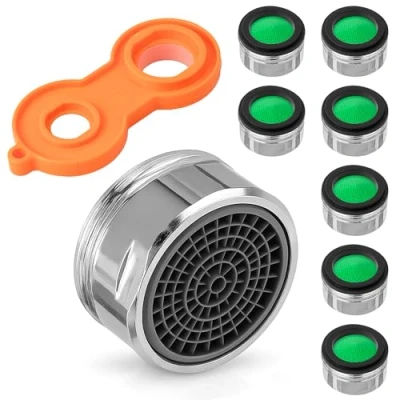 Image de ECENCE Mousseur Robinet 8 Pièces, Aérateur de M24 Insert filtre Économiseurs d&#039;Eau en cuivre avec ABS et joint caoutchouc, clé montage incluse