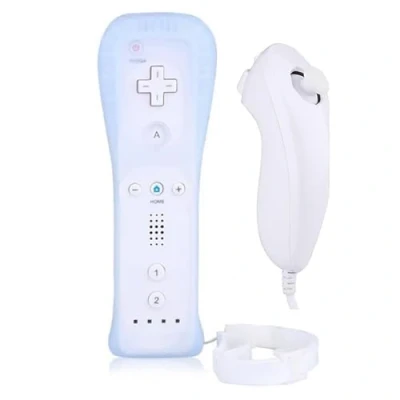 Image de OSTENT Télécommande 2 en 1 intégrée à Motion Plus + Nunchuk pour Nintendo Wii Game Blanc