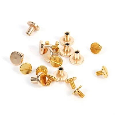 Image de Walfront 10 Ensembles Rivets pour Cuir Rivet a Visser 8mm Doré Boutons en Laiton Massif Vis à Clous Clapet de Courroie 5mm 6.5mm (8mm)