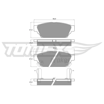Image de TOMEX brakes TX 11 55 Jeu de plaquettes frein Essieu arrière avec indicateur d&#039;usure MITSUBISHI: Carisma 5 portes, COLT 4, Lancer 6 Limousine