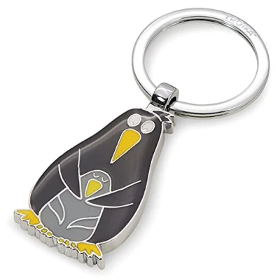 Image de TROIKA KR21 07/CH Porte clés pingouin et pingu en émail métal de couleur argenté/noir/jaune 8,2 x 3,5 0,5 cm