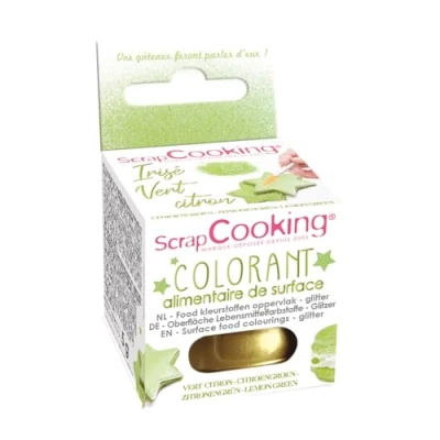 Image de ScrapCooking Colorants de Surface Irisé Vert Citron Colorant Alimentaire Poudre Irisée Pour Pâtisseries, Biscuits, Macarons, Chocolats &amp; Pâte à Sucre 4087