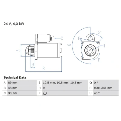 Image de BOSCH 0 986 011 280 Démarreur 24 4 9 SCANIA: P,G,R,T series, series