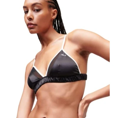 Image de Karl LAGERFELD Femme Sujetador Triangular de Satén Signature, Noir, L