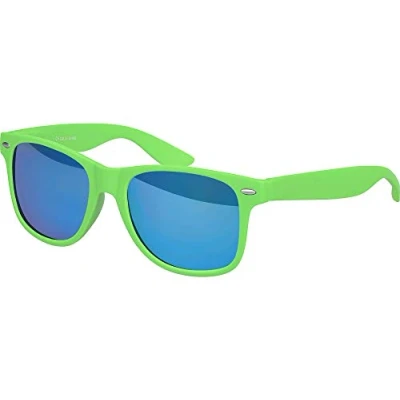 Image de Balinco Lunettes de soleil UV400 CAT 3 CE Rubber avec charnière à ressort pour femmes &amp; hommes (vert bleu miroité)