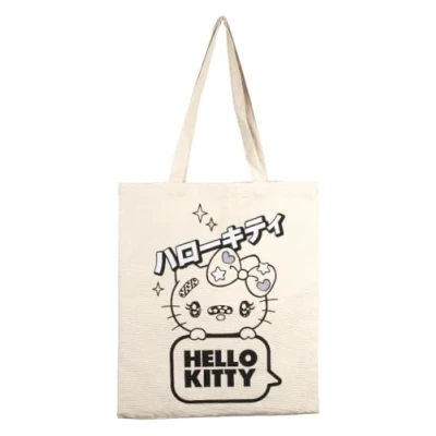 Image de Konix Hello Kitty Sac Tote Bag à longues poignées 38 x 42 cm 100% polyester Motif Star Blanc