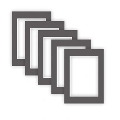 Image de nielsen Conservation Passepartout carton 1,5 mm set de 5 pièces format extérieur 13x18 cm pour d&#039;image 9x13 gris graphite (gris foncé) surface structurée
