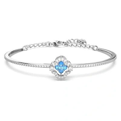 Image de Swarovski Bracelet Jonc Sparkling Dc, motif trèfle en métal rhodié, bleu, taille M