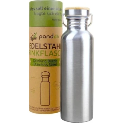 Image de pandoo Gourde en acier inoxydable 750 ml Bouteille d&#039;eau réutilisable anti fuite avec couvercle, pour le sport, camping, les excursions, vélo ou sans isolation (simple paroi)