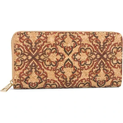Image de styleBREAKER Portefeuille Femme en liège avec Impression de Motifs colorés à l&#039;aspect Ethnique, Fermeture éclair, 02040138, Couleur:Rouge Brun