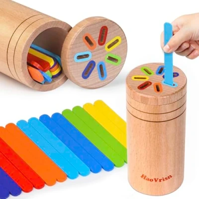 Image de HaoVrisn Jouets Montessori à Empiler et de Tri 1 2 3 Ans, Jouet d&#039;activité Développement Bebe Bois Puzzle Enfant an