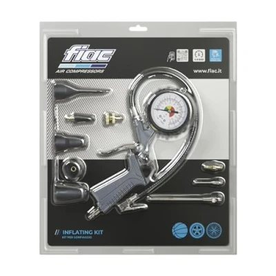 Image de FIAC Kit de gonflage pour Compresseur (Inclus pistolet gonflage, 4 buses en métal, 3 plastique, adaptateur) Pression fonctionnement : 8 bar