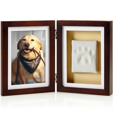 Image de Pearhead Pet Paw Print Photo Frame with Clay Imprint Kit Pawprint Making and Display for Cats Dogs, No Mess Memorial, Perfect Home Decor Gift Lovers, Espresso