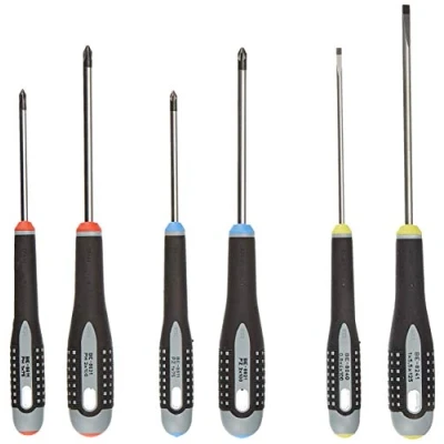 Image de Bahco Jeu de 6 tournevis ERGO™ pour vis à fente, Phillips et Pozidriv avec poignée en caoutchouc 4 x 100 mm/5,5 125 mm BE 9884