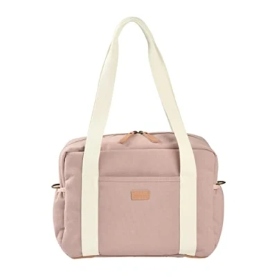 Image de BÉABA, Sac à Langer pour Bébé, Multiples Compartiments, 10 poches, Glissière trolley valises, Bandoulière, Pochette isotherme, Matelas , Déperlant, Contenance 16L, Paris, Rose Poudré