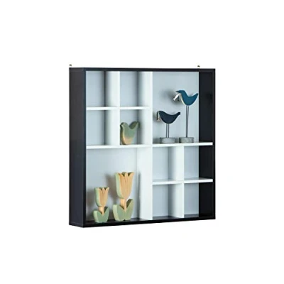 Image de Inter Link Vitrine murale Coffret de présentation collection sans verre Etagère 10 compartiments Collector Decem MDF noir/blanc 70 x 13 cm