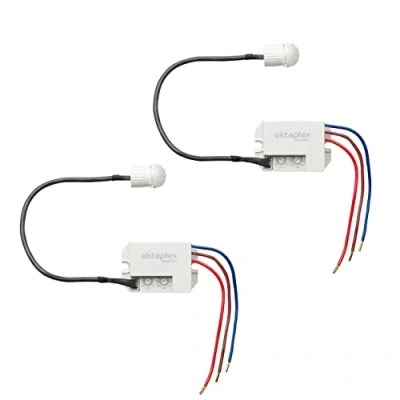 Image de Oktaplex motion 2X Jan Détecteur de Mouvement extérieur &amp; intérieur IP65/IP20 360 capteur Infrarouge Petit 8 m portée 230 V avec crépusculaire Blanc Mat