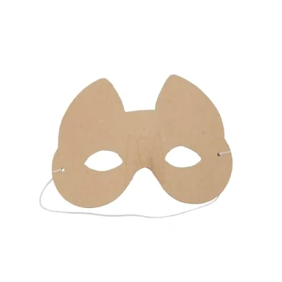 Image de Décopatch AC457Opack Un lot de 5 supports en papier brun mâché 4,5x13x11 cm, Masque enfant chat
