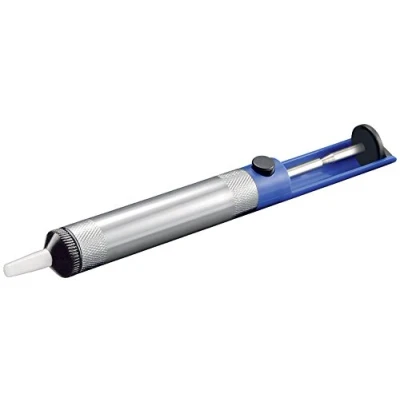 Image de goobay 51200 Pompe à dessouder Boîtier en métal léger avec pointe téflon et grande puissance aspiration / pour enlever vieille brasure étain soudure, résidus flux,soudure tendre