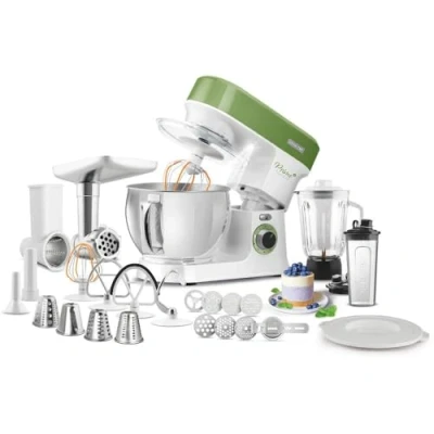 Image de Sencor Robot Pâtissier multifonctions, de Cuisine Surpuissant, Moteur 1200W,avec Éclairage Led, 6 Vitesses, Puls et 2 programmes NutriSmart, Kit Accessoires complets Vert 3780
