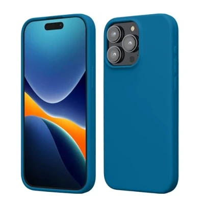 Image de kwmobile Coque pour iPhone 15 Pro Max Housse de téléphone Fine en Silicone avec Surface Douce et Anti Choc Bleu Vif