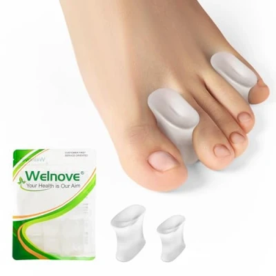 Image de Welnove Upgraded Gel Toe Separators 8 paquets d&#039;écarteurs d&#039;orteils en silicone infusés d&#039;extrait d&#039;aloe vera pour redresser les orteils qui se chevauchent(Multi Size, Clear)