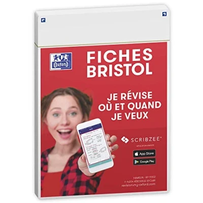 Image de OXFORD Révision 2.0 Lot de 50 Fiches bristol format A5 (14, 8 x 21cm) fond uni Blanc Recto/Verso