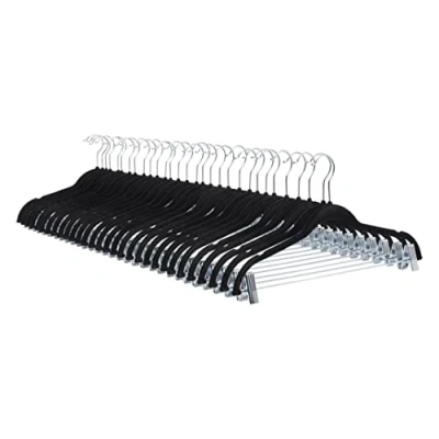 Image de Amazon Basics Cintres en velours avec pinces pour jupes lot de 24, noir