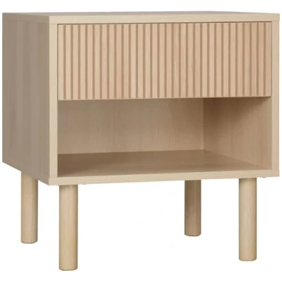 Image de HOMCOM Table de Chevet Nuit avec tiroir et Niche Style scandinave 47 x 50 cm Bois Naturel