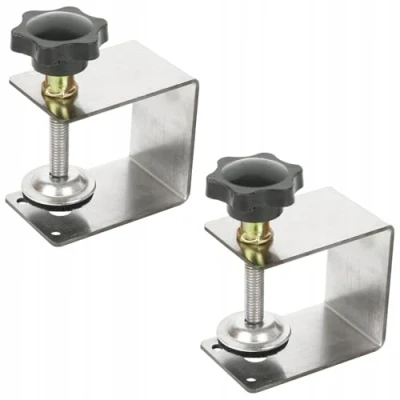Image de ZAXER Deux pinces de montage portables pour tiroirs Installation facile, grande stabilité, polyvalent Construction robuste en acier inoxydable Argent et noir Longueur 6,5 cm