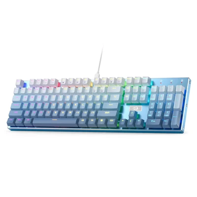 Image de Redragon K556 SE Clavier de Jeu mécanique Filaire rétroéclairé RVB, Base en Aluminium, 104 Touches, mousses insonorisantes 3,5 mm, Interrupteur Rouge Silencieux linéaire, Bleu