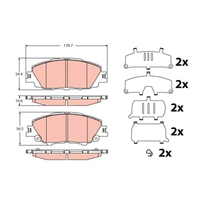 Image de TRW GDB2394 Jeu de plaquettes frein non préparé pour indicateur d&#039;usure avec accessoires TOYOTA: Corolla XII Break, 3/5 portes