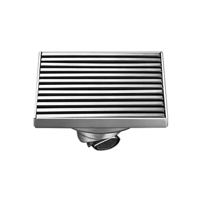 Image de Siphon de Sol Carré Linéaire Anti Odeur Drain Déchets Acier Inoxydable Douche Salle Bain Capteur Cheveux 10x10 cm