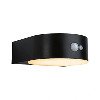 Image de Paulmann 94730 luminaire d&#039;extérieur LED Applique Solaire Eileen détecteur de Mouvement IP44 2200K 300lm Respect Insectes Noir Rechargeable, Matière Plastique, 5.5 W