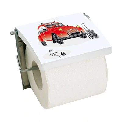 Image de MSV Porte Rouleau Papier WC Mural 2Cv MDF &amp; INOX Blanc
