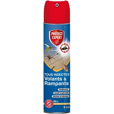 Image de PROTECT EXPERT VOLRAMP600 Foudroyant Insectes Volants/Rampants 600ml Moustiques, Mites Alimentaires Rampants Fourmis, Puces Double Action : Curative Et Préventive, Bleu