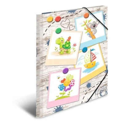 Image de HERMA 19786 Classeur A4 en carton solide avec rabats intérieurs imprimés, dossier élastique, porte cartons à élastiques pour les coins, 1 chemise dessin enfants