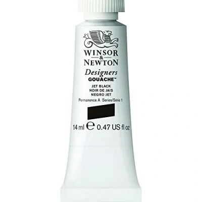 Image de Winsor &amp; Newton Designers Gouache Peinture pour le Dessin, L&#039;illustration, Design Aquarelle Opaque, Tube De 14ml, Couleur Noir Jais Row