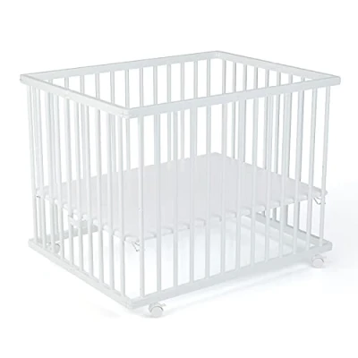 Image de LaWaLu by geuther 2237LW parc Leon, rond dimensions: 95,9 x 74,9 74,2 cm hauteur réglable en 3 positions fond rembourré blanc